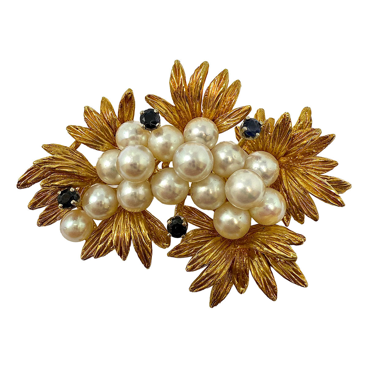 14K Gold Pin with Pearl and Sapphire