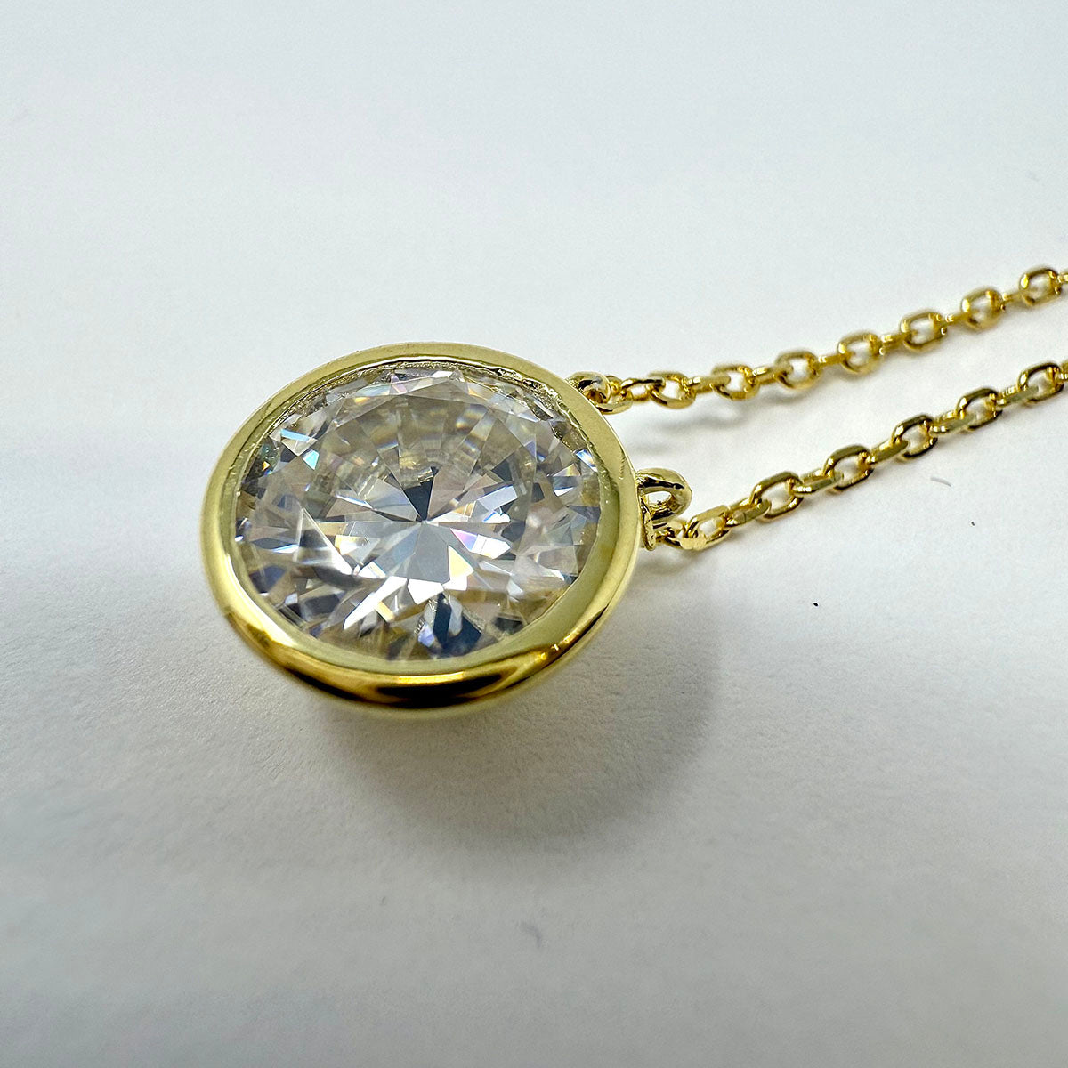 2ct Moissanite Round Bezel Set Pendant Necklace