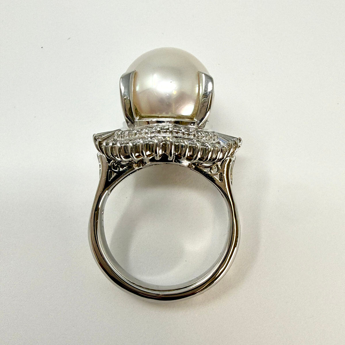 Platinum Pearl and Diamond Ring