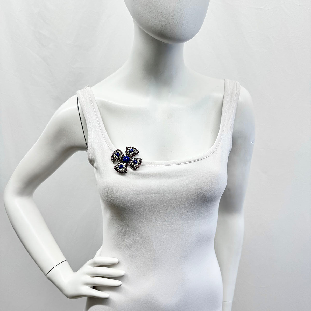 Weiss Crystal and Seed Pearl Maltese Cross Pin