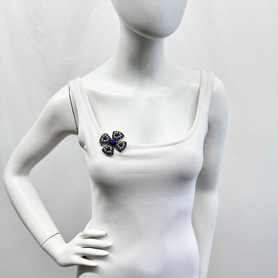 Weiss Crystal and Seed Pearl Maltese Cross Pin