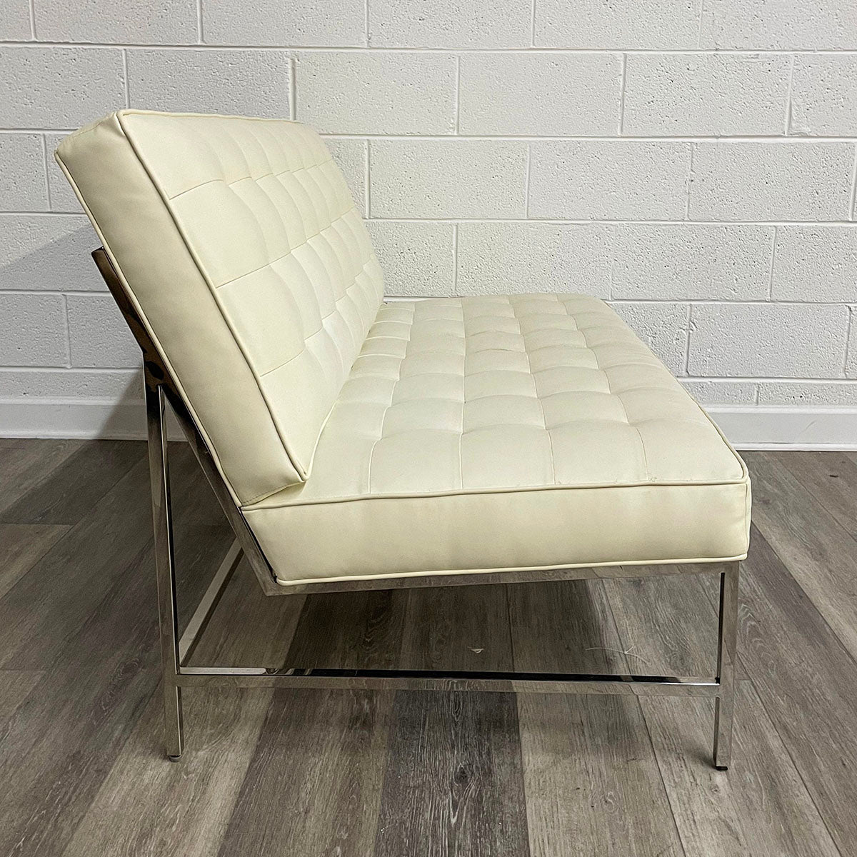 Cream  Leather Loveseat