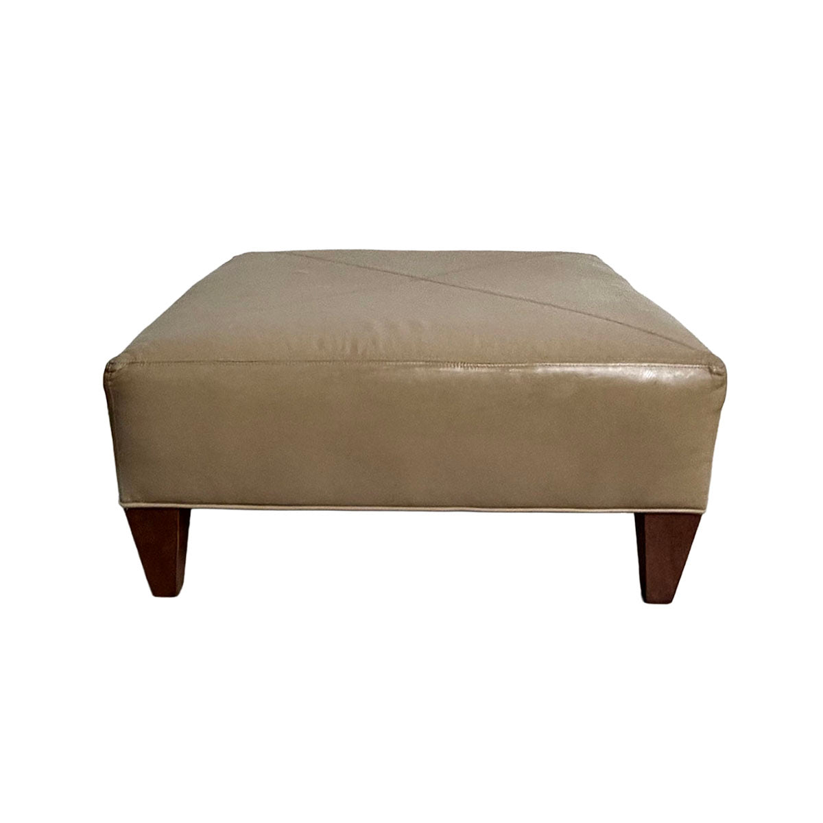 Leather Ottoman with Removable Wood Tray