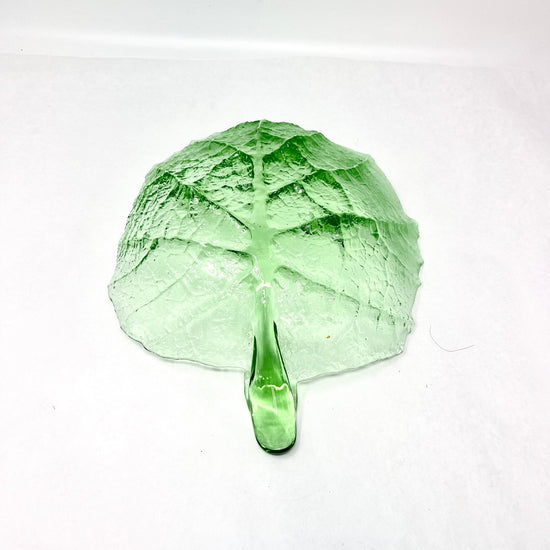 Mats Jonasson Large Green Glass Leaf Bowl