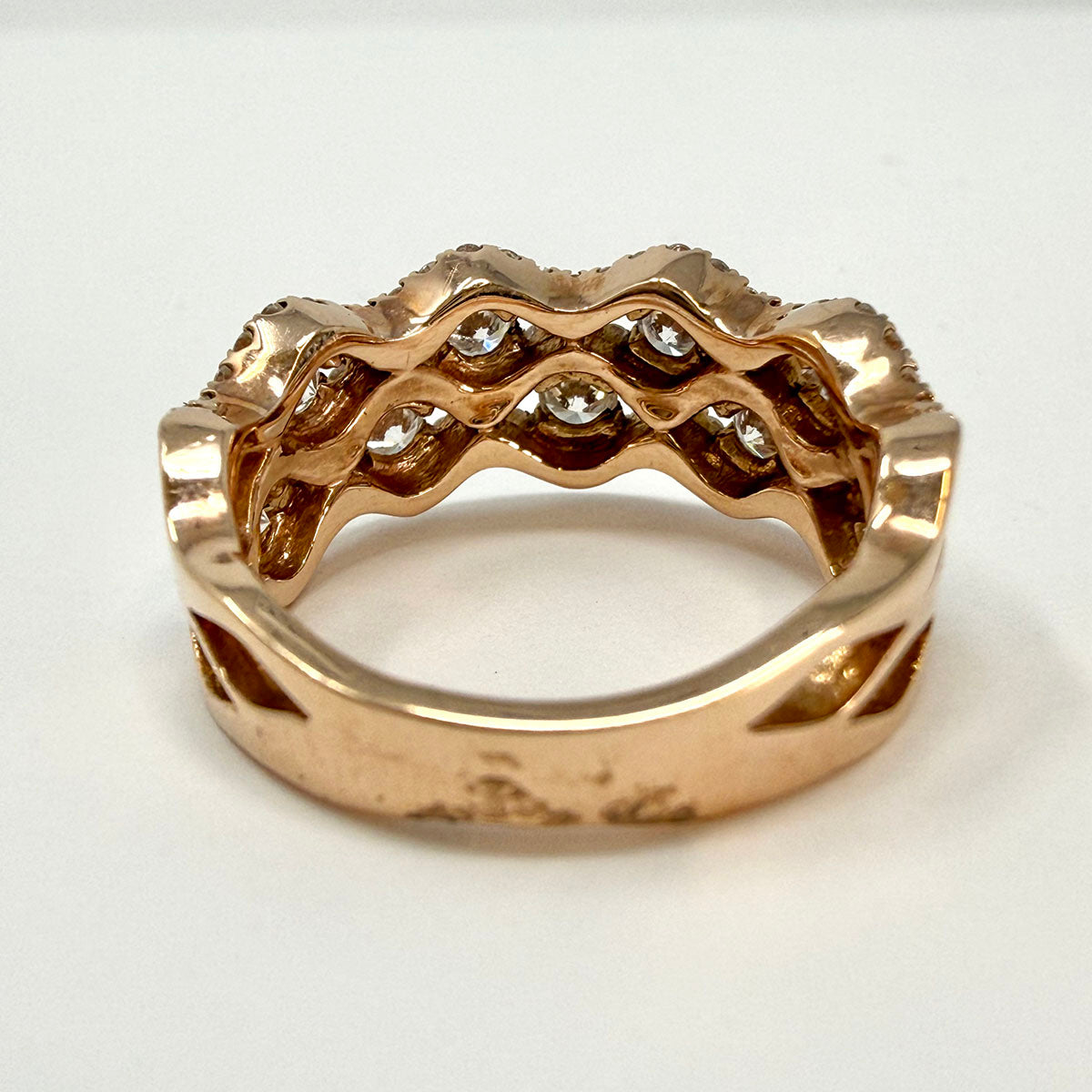 14K Rose Gold Zigzag Diamond Ring