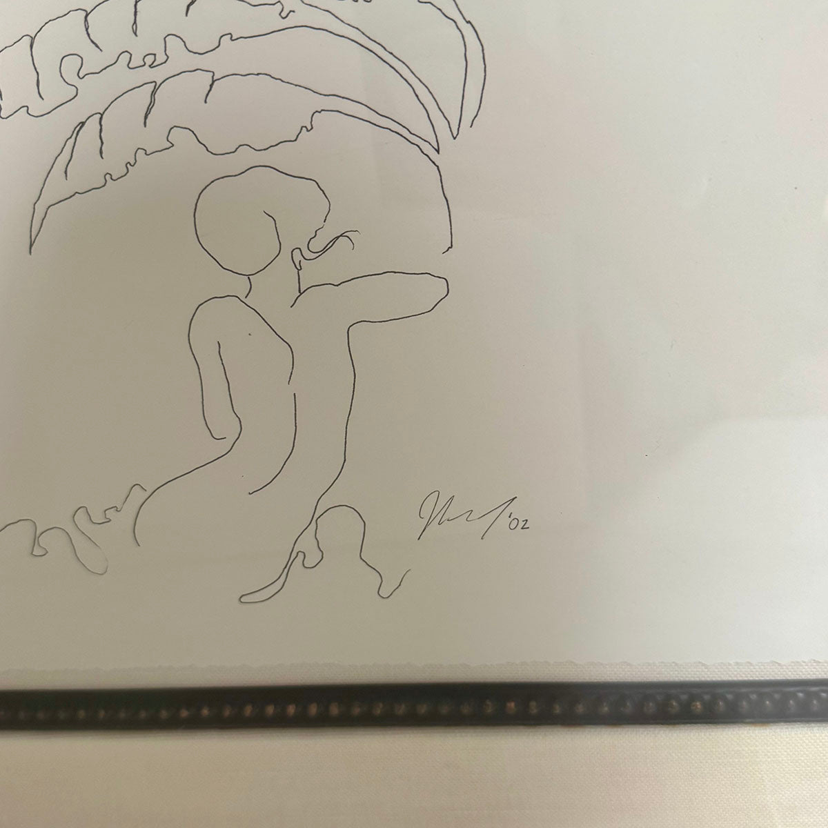 "Girl under Palm Leaves" Signed and Dated '02