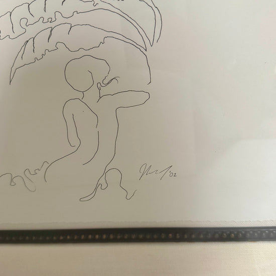 "Girl under Palm Leaves" Signed and Dated '02
