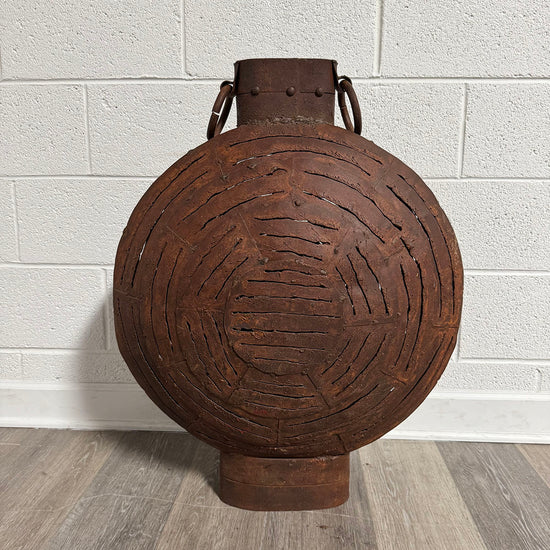 Large Round Metal Lattice Urn with Handles