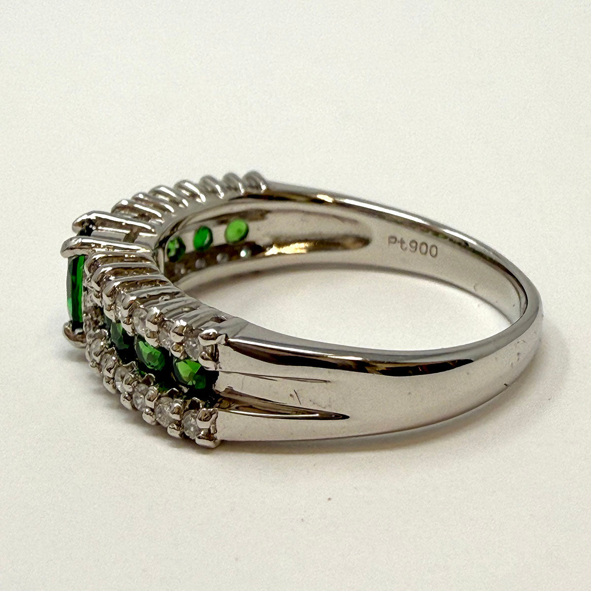 Platinum Garnet and Diamond Ring