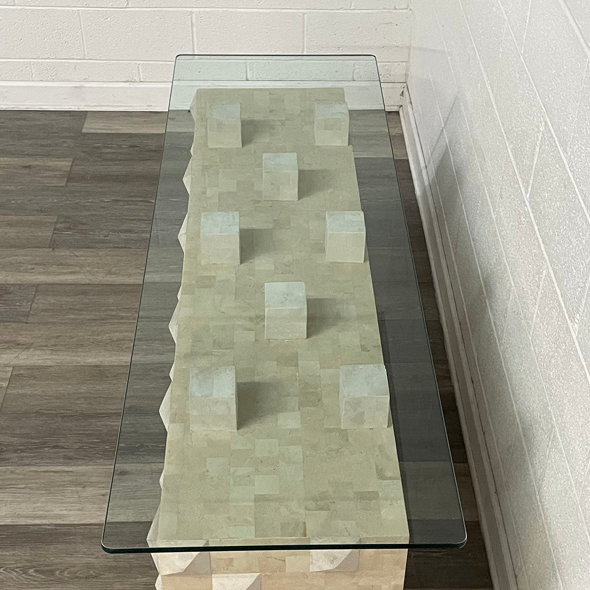 Glass Top Console with Sculptural base