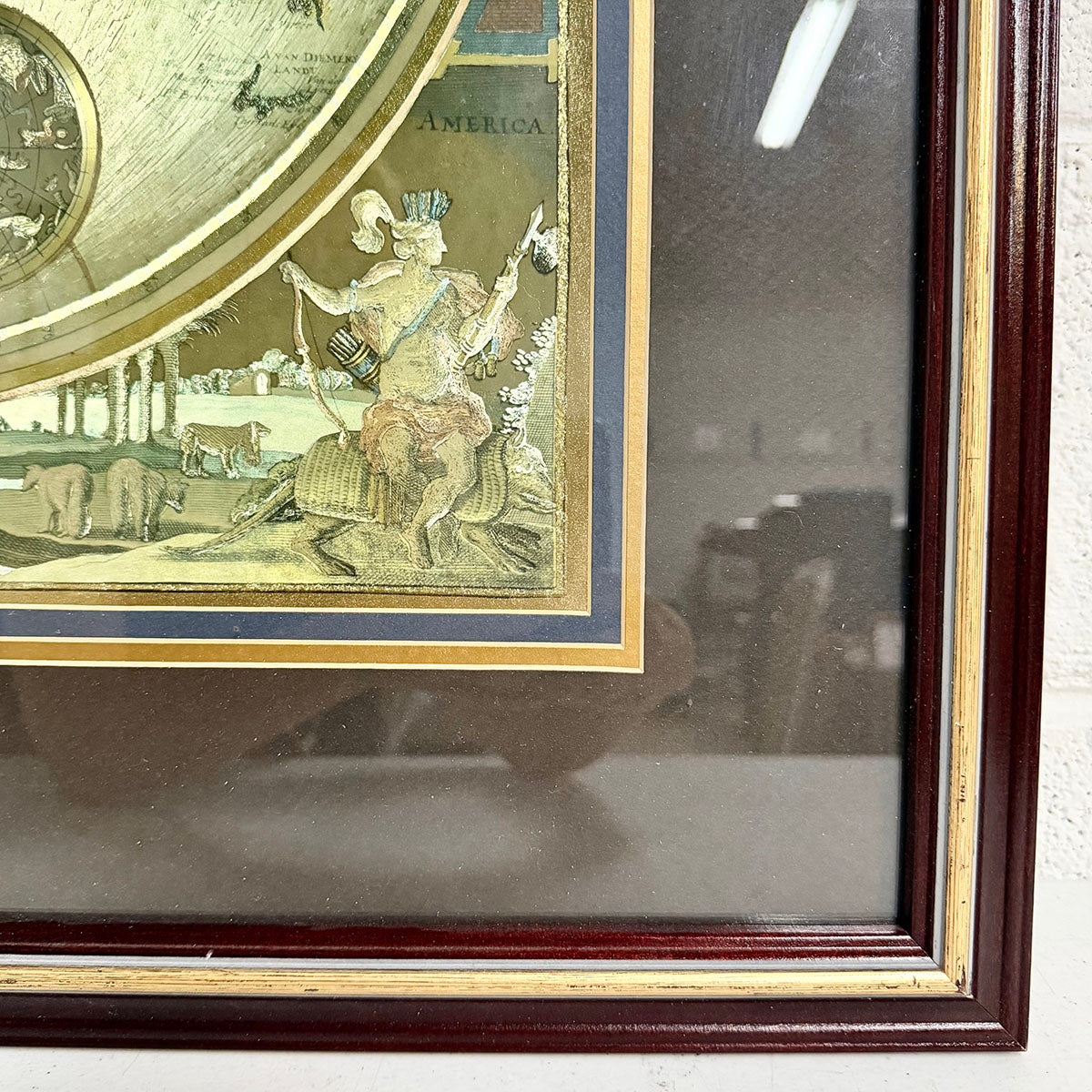 Double Hemisphere World Map Framed