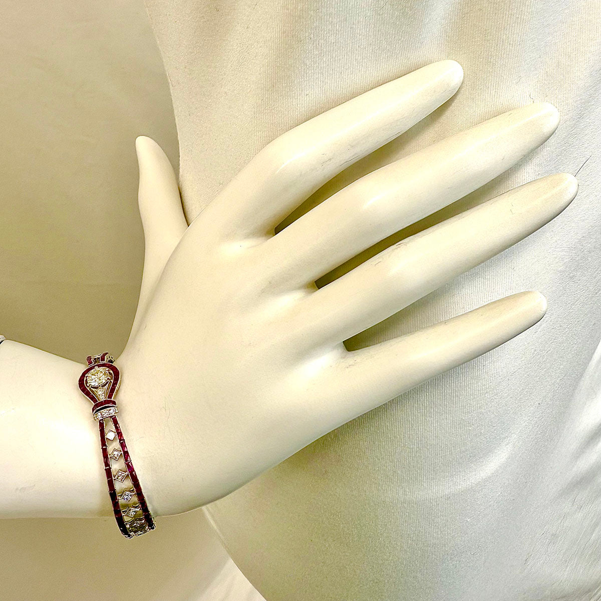 Platinum Ruby and Diamond Bracelet