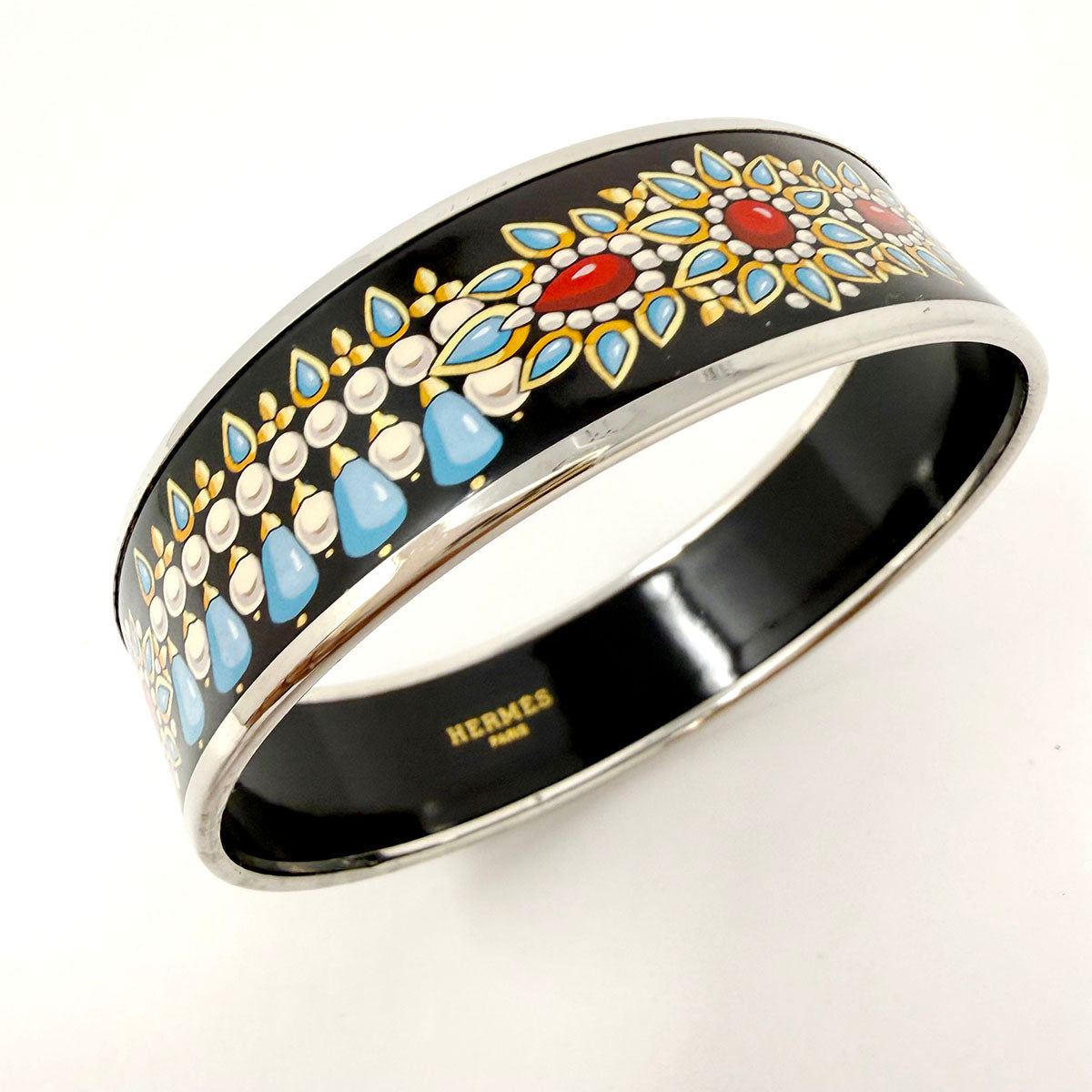Hermes Wide Enamel Bangle Bracelet
