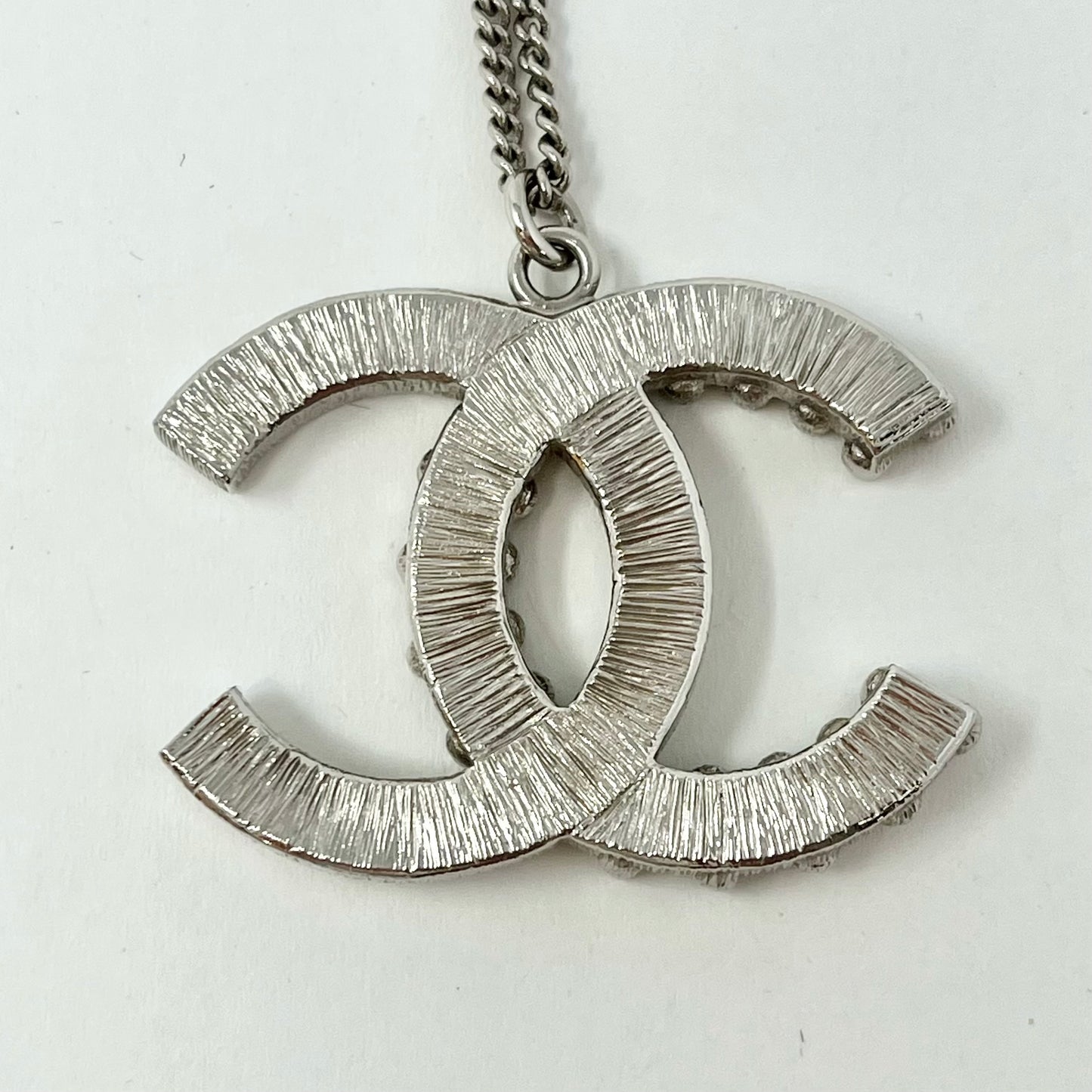 Chanel Interlocking Crystal Embellished CC Pendant Necklace
