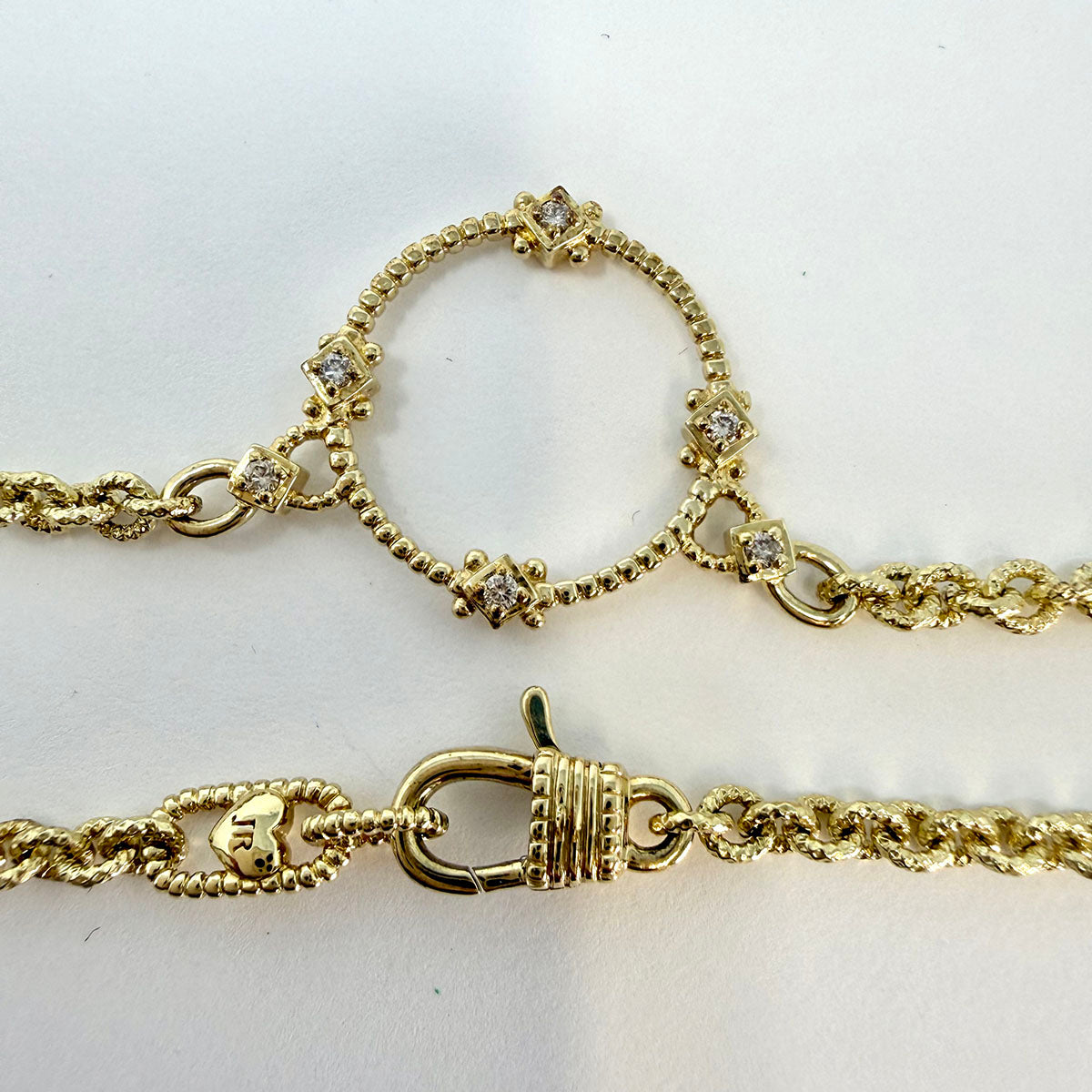 Judith Ripka 14K Gold Necklace with Circular Pendant with Diamonds