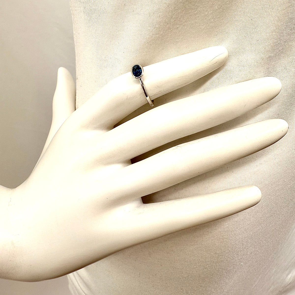 14K White Gold  Ring with Blue Topaz