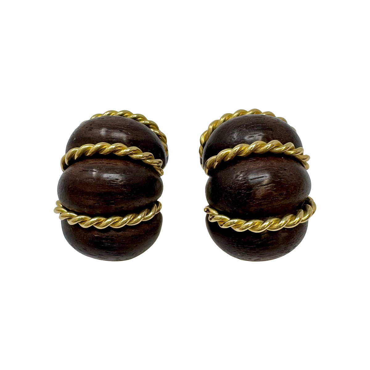 Seaman Schepps Wood and 18K Gold Shrimp Earrings