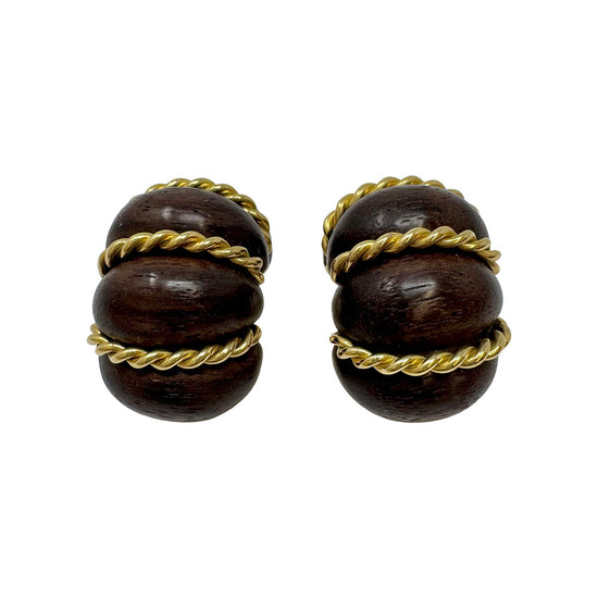 Seaman Schepps Wood and 18K Gold Shrimp Earrings