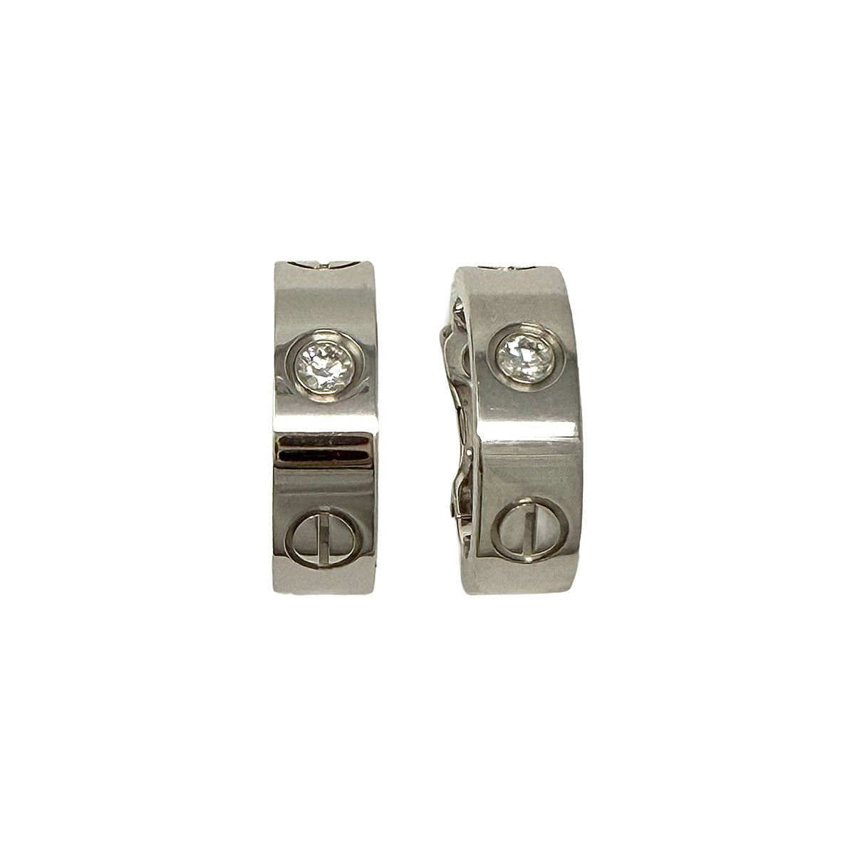 Cartier 18K White Gold LOVE Diamond Hoop Earrings