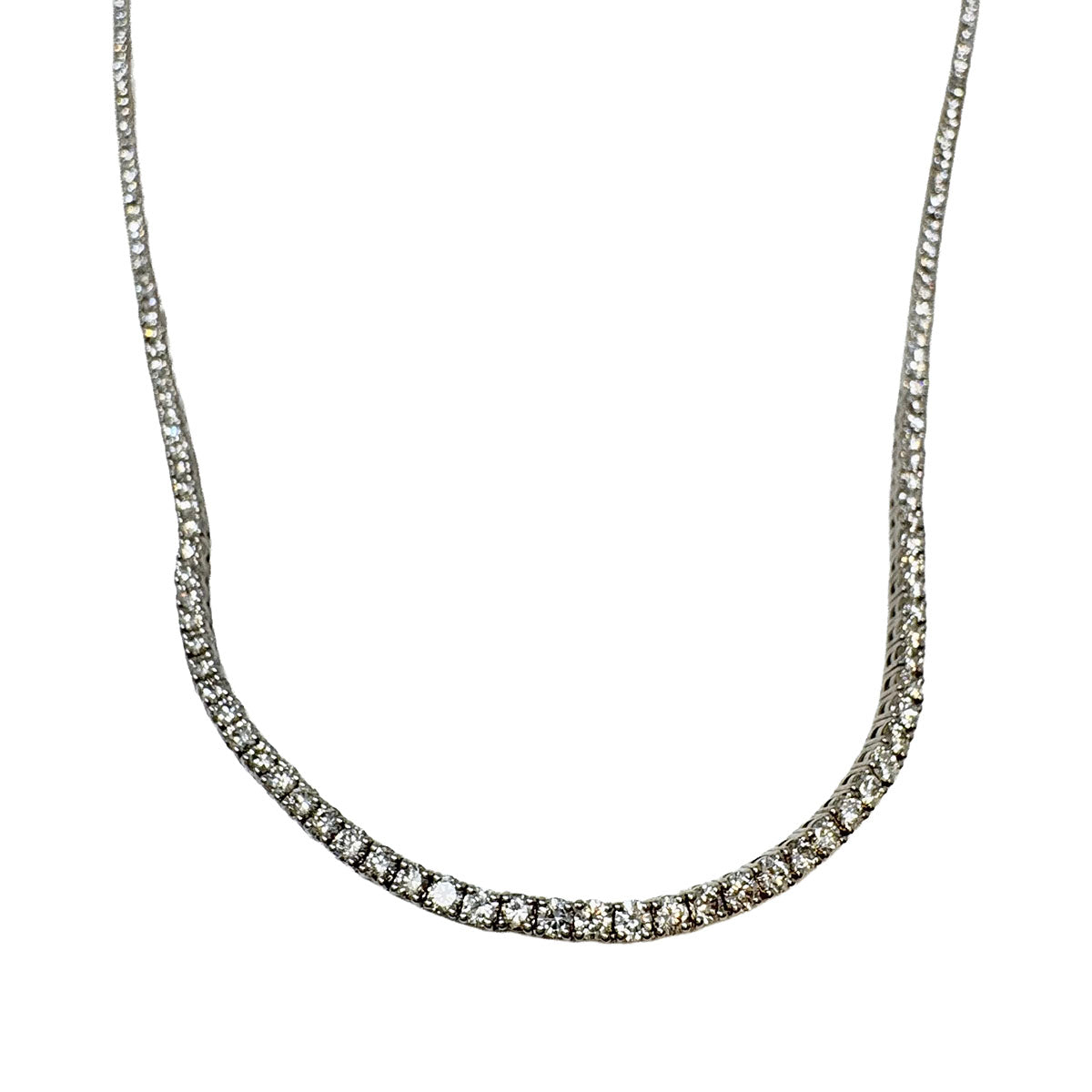 18K White Gold 7.28ct Diamond Tennis Necklace