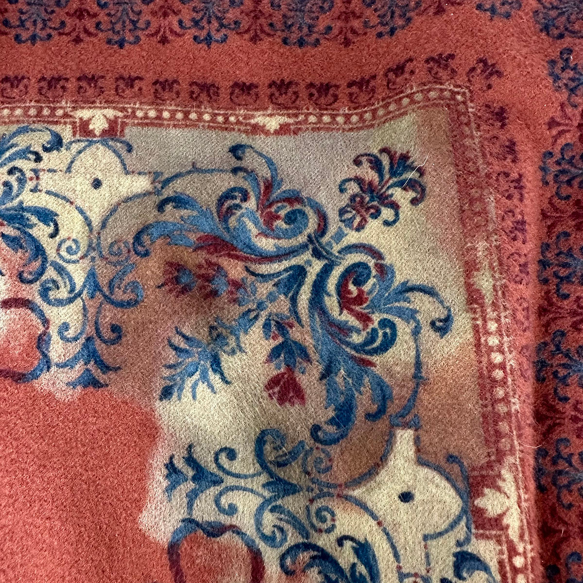Loro Piana Printed  Shawl with Suede Trim