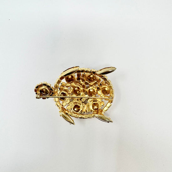 Vintage Juliana Style Navette and Borealis rhinestone Turtle Brooch Pin