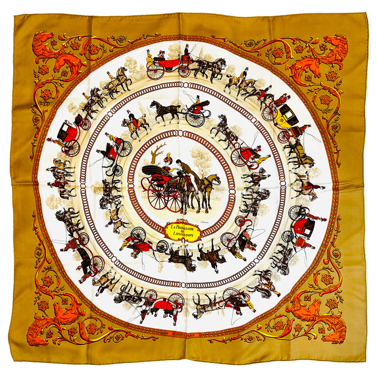 Hermes "La Promenade de Longchamp" Silk Scarf