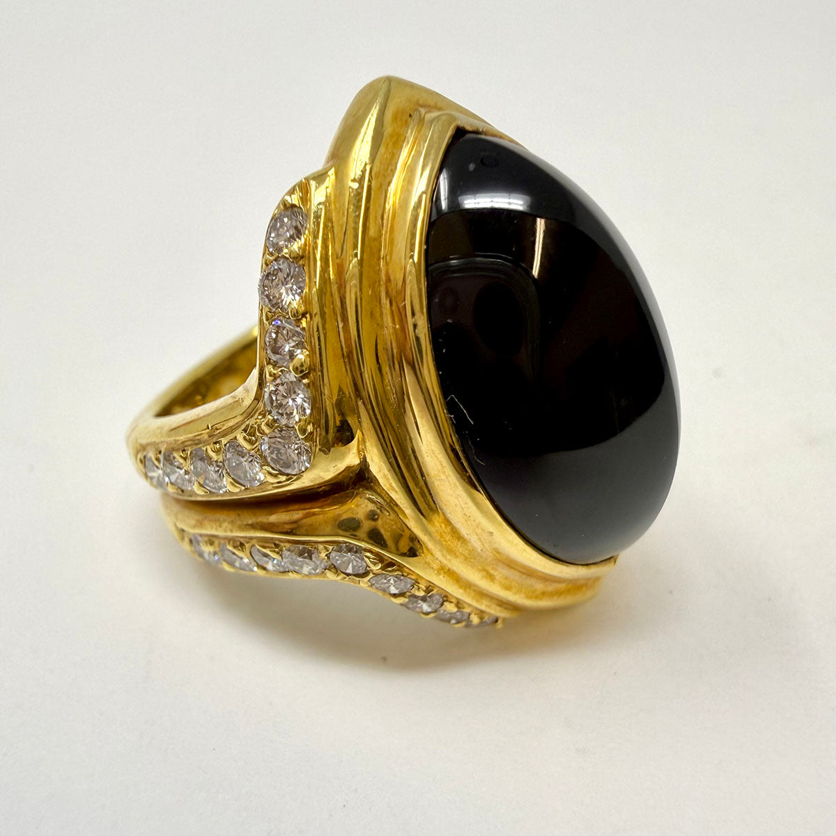 Susan Berman 18K Gold Onyx and Diamond Ring