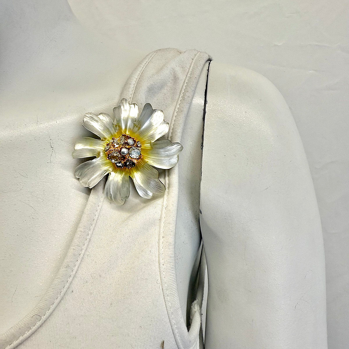 Alexis Bittar Lucite and Crystal Flower Pin