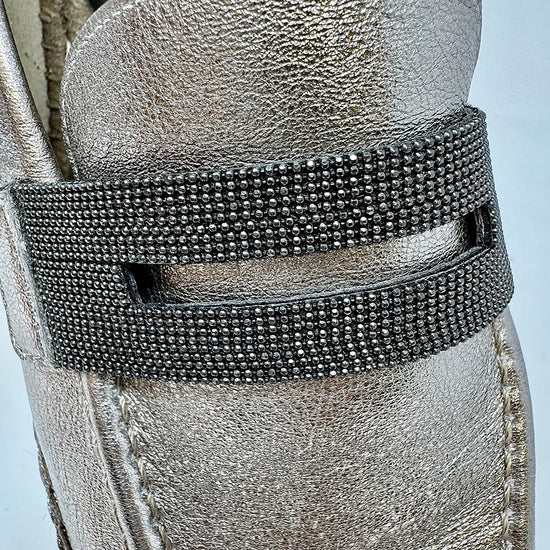Brunello Cucinelli Metallic Espadrille with Monili