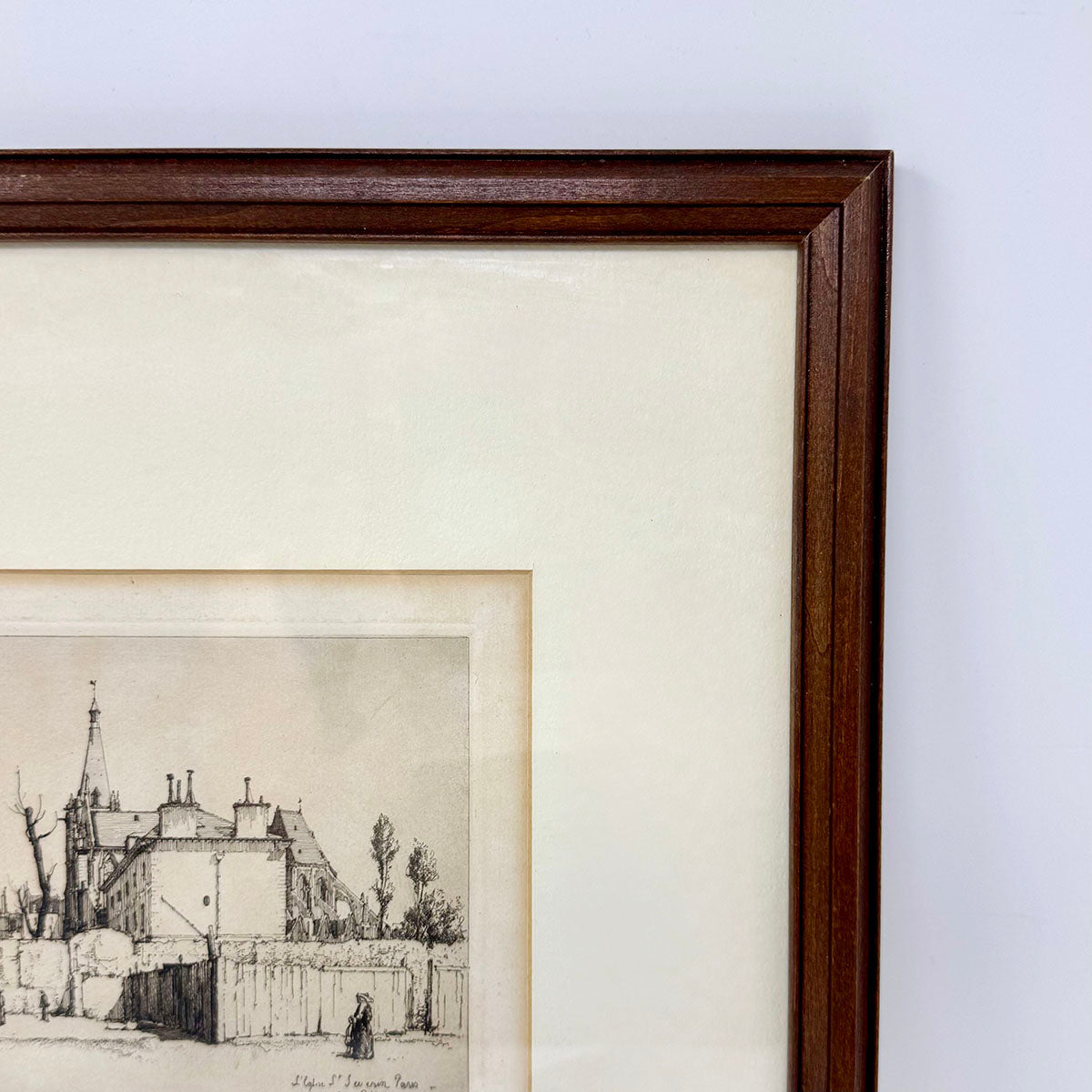 Framed Etching "The Church of Saint-Severin, Paris" Signed 1916