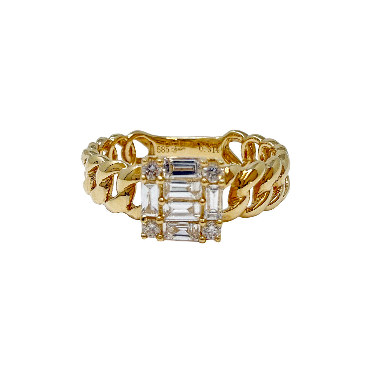 14K Gold Link Ring with Diamonds