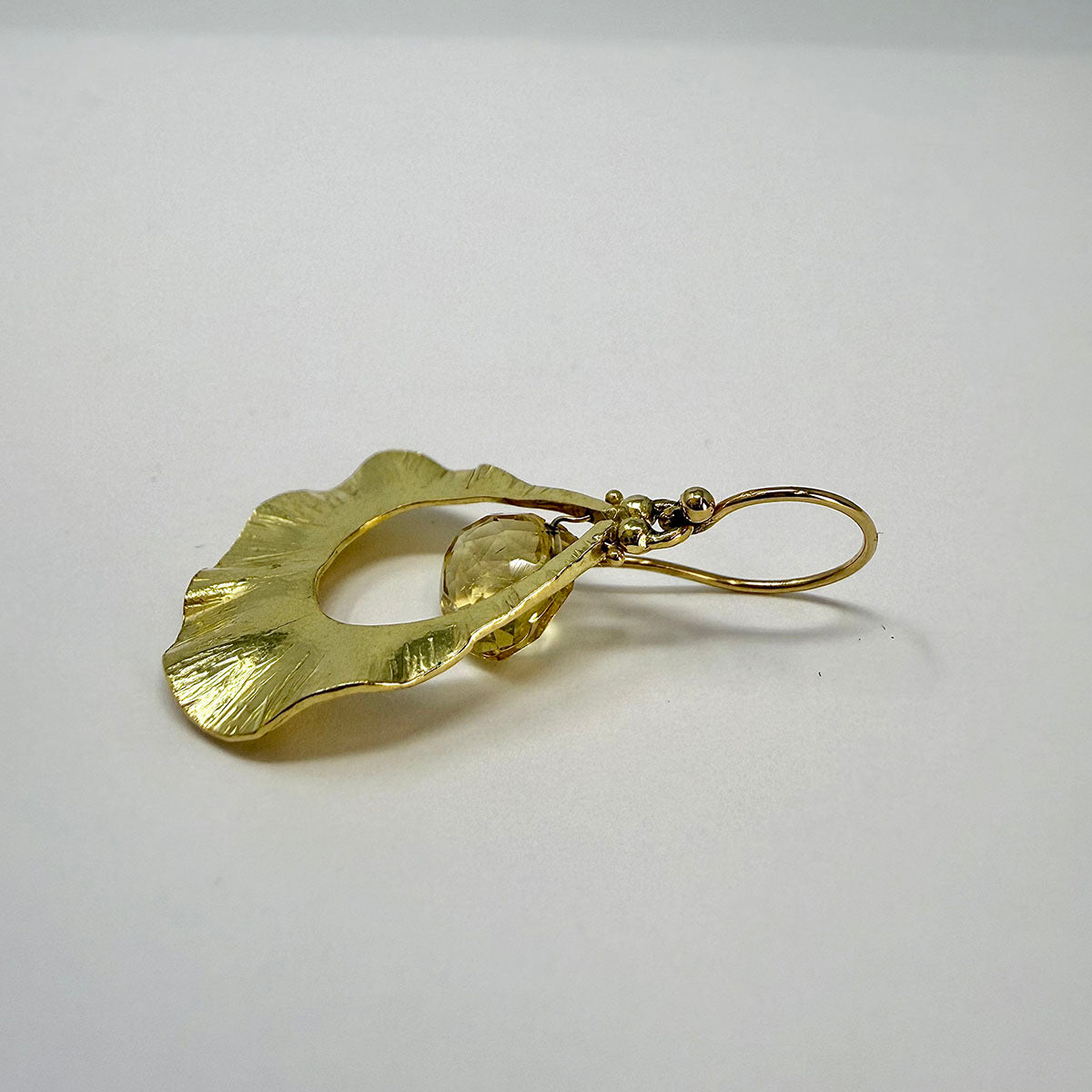 14K Gold Drop Earrings with Citrine