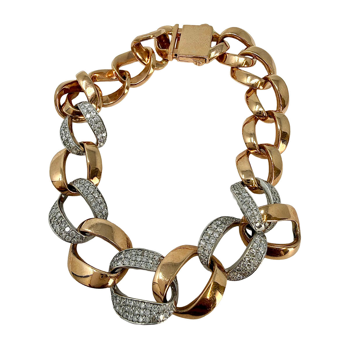 14K Rose Gold 1.49ct Diamond Link Bracelet