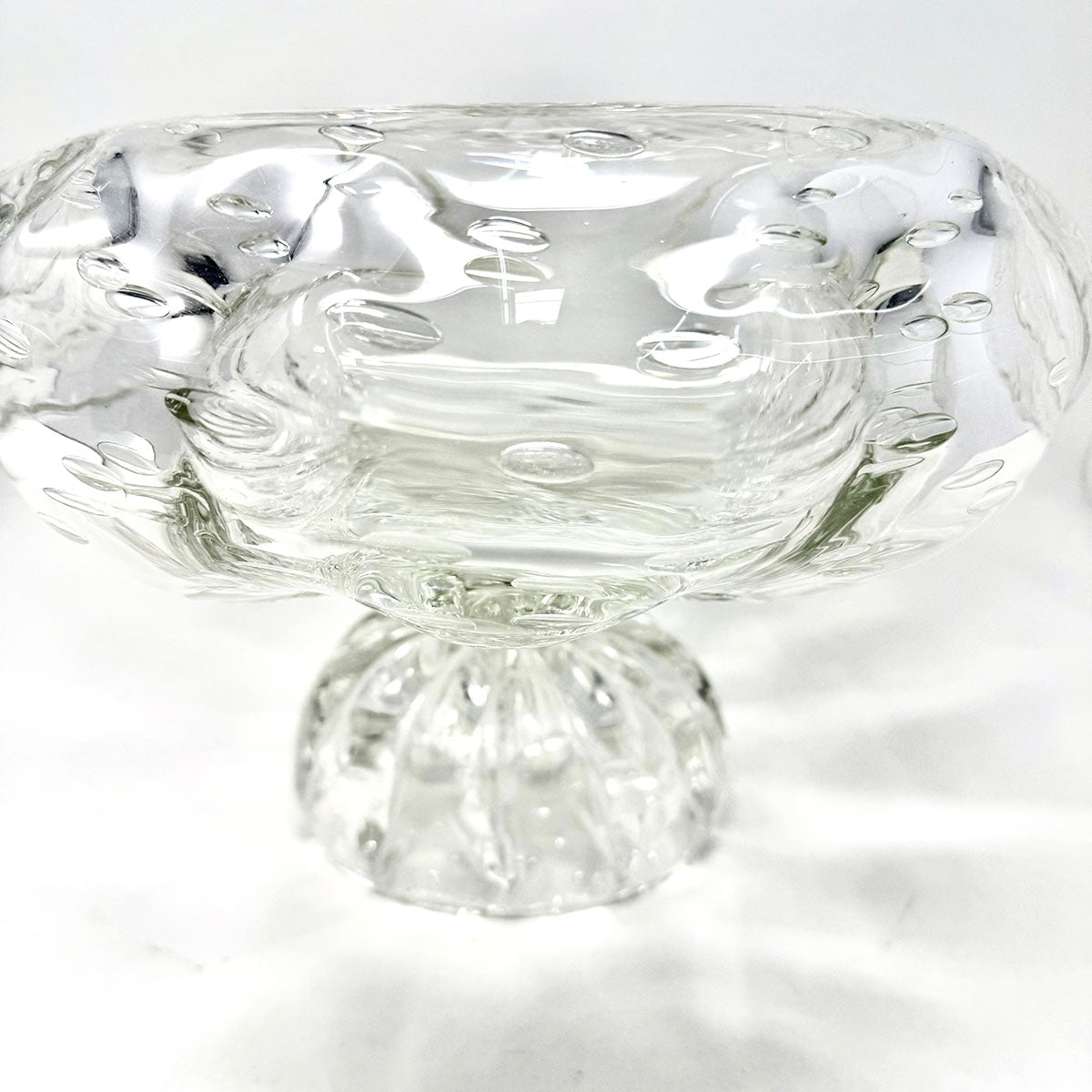 Oval Glass Bowl on a Pedestal
