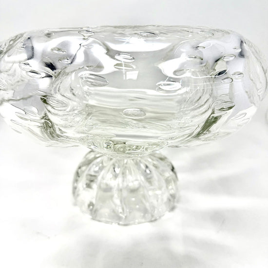 Oval Glass Bowl on a Pedestal