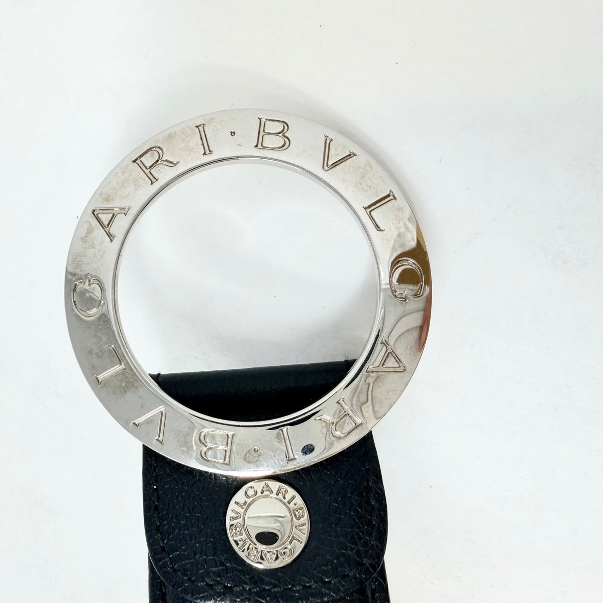 Bulgari Leather Belt with Round Logo Buckle