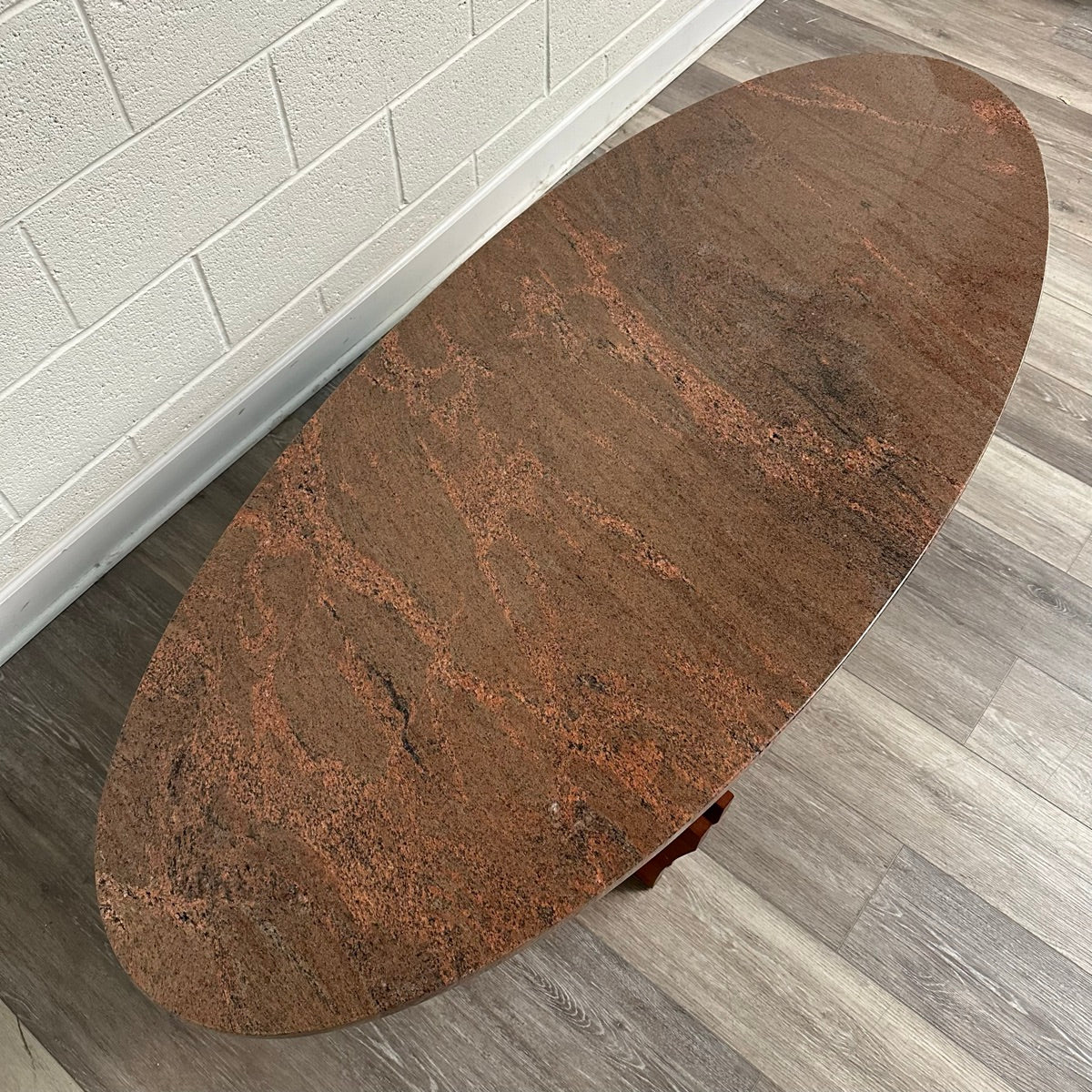 Granite Top Coffee Table with Cherry and Metal Base