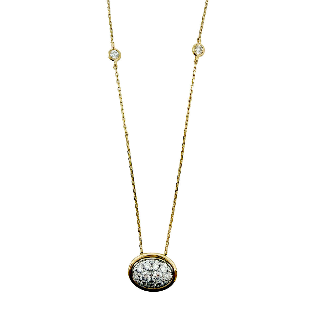 14K Gold Necklace with Pave Diamond Pendant