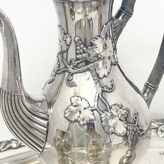 5 Piece Coffee Tea Service with Grape and Leaf Motif