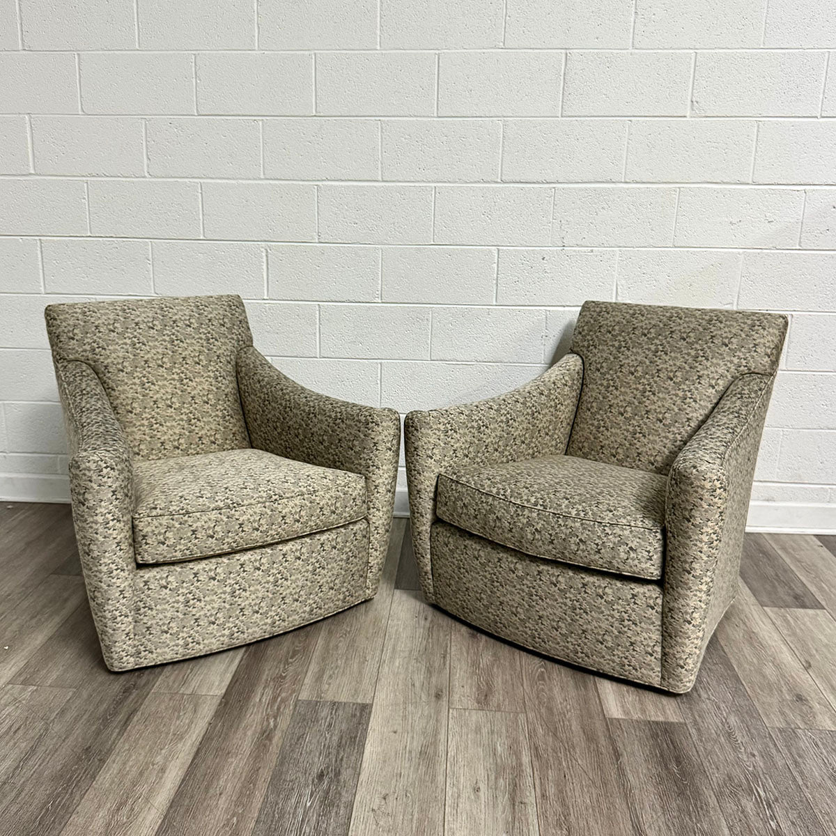 Pair of Interior Crafts Gray and Beige Lounge Chairs