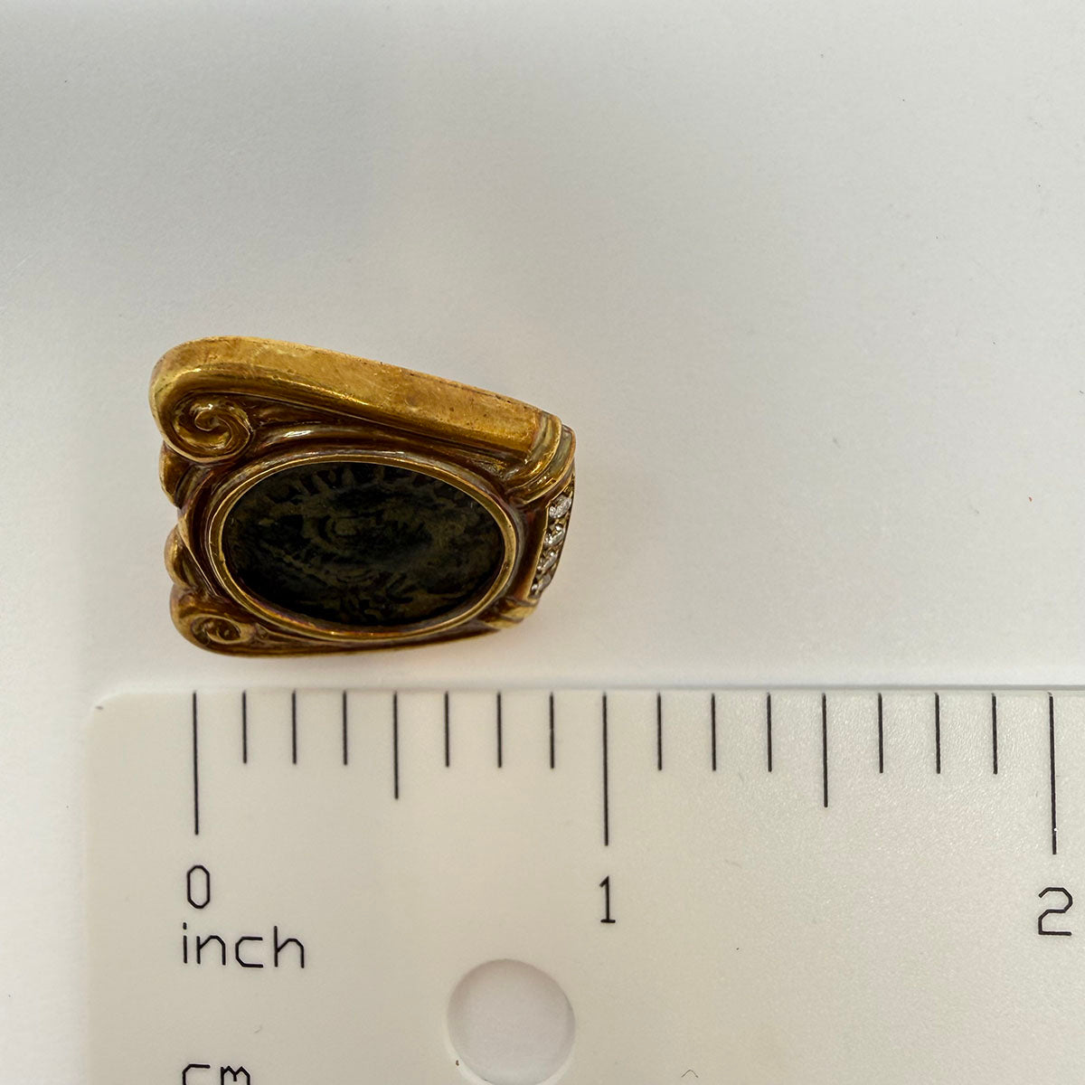 18K Gold Earrings with Coin and Diamonds