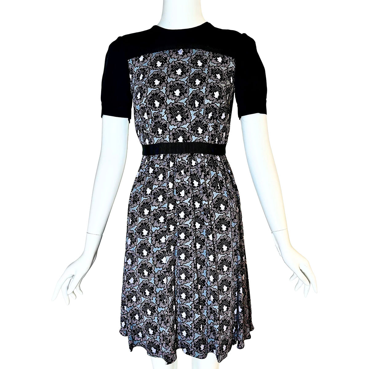 Prada Short Sleeve Pleated Dress
