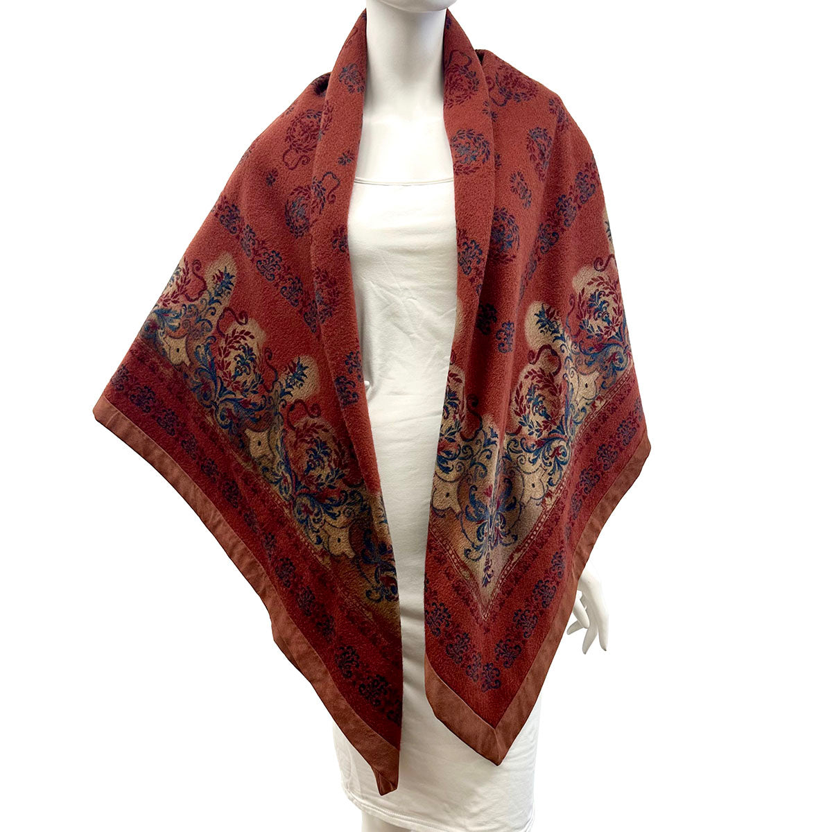 Loro Piana Printed  Shawl with Suede Trim
