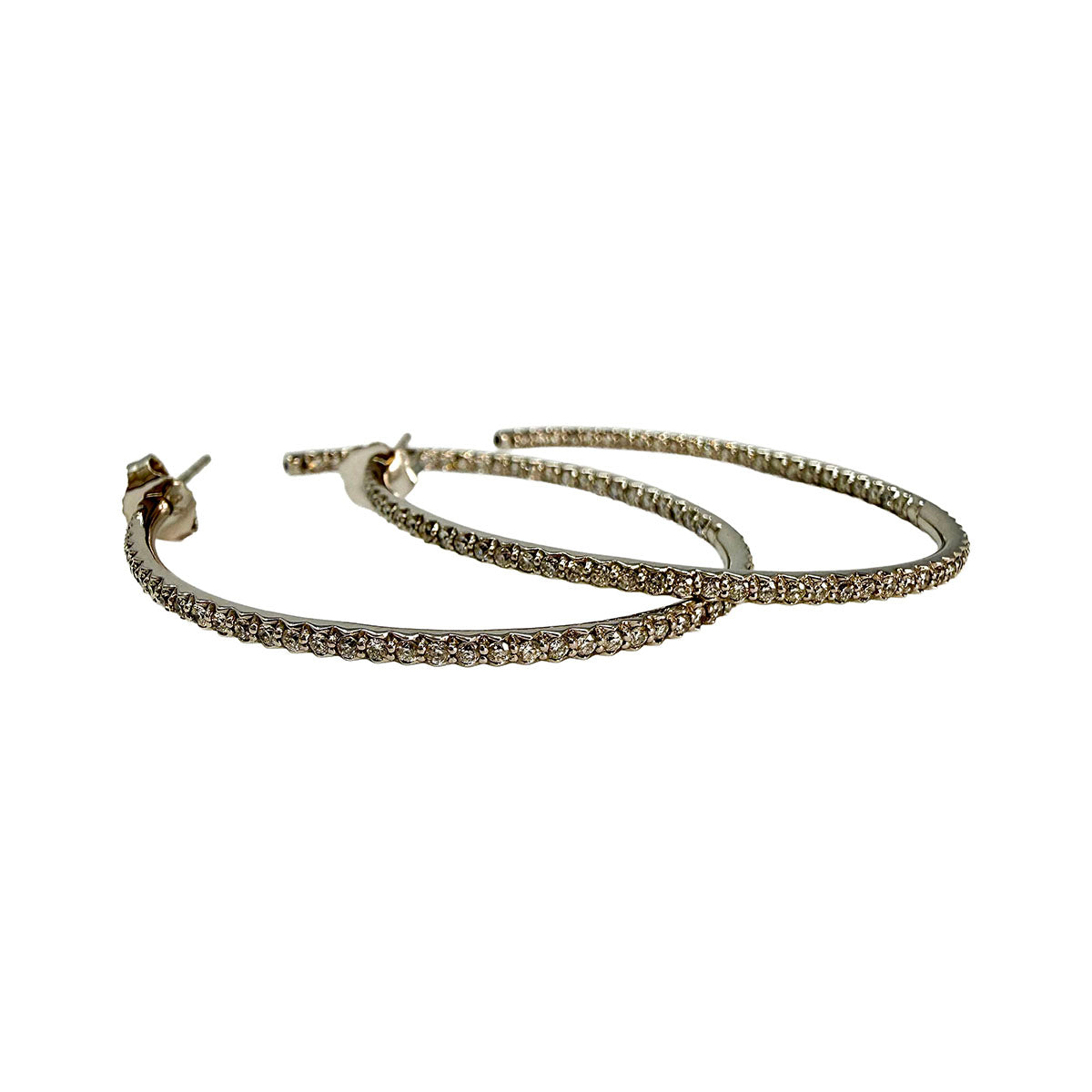 Roberto Coin 18K White Gold Inside Outside Diamond Hoop Earrings