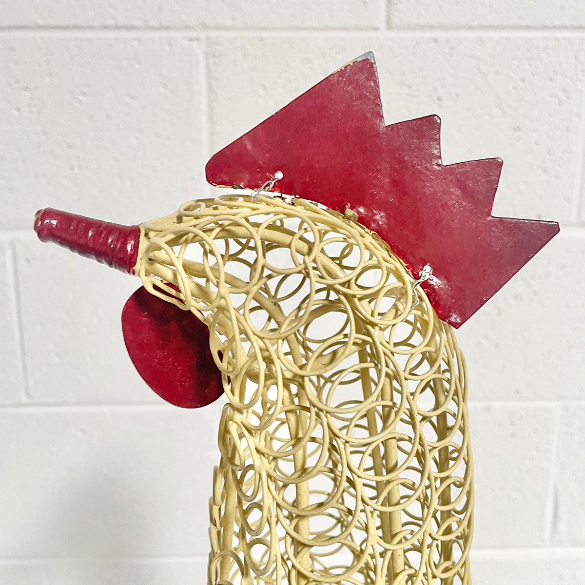 Wire Rooster Sculpture with Red Comb
