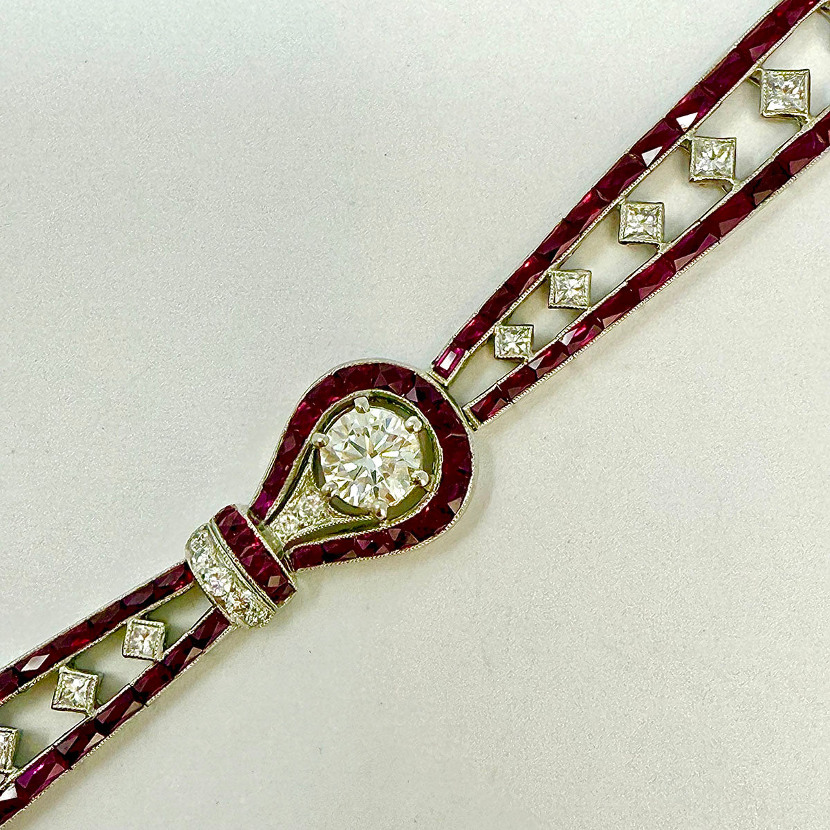 Platinum Ruby and Diamond Bracelet