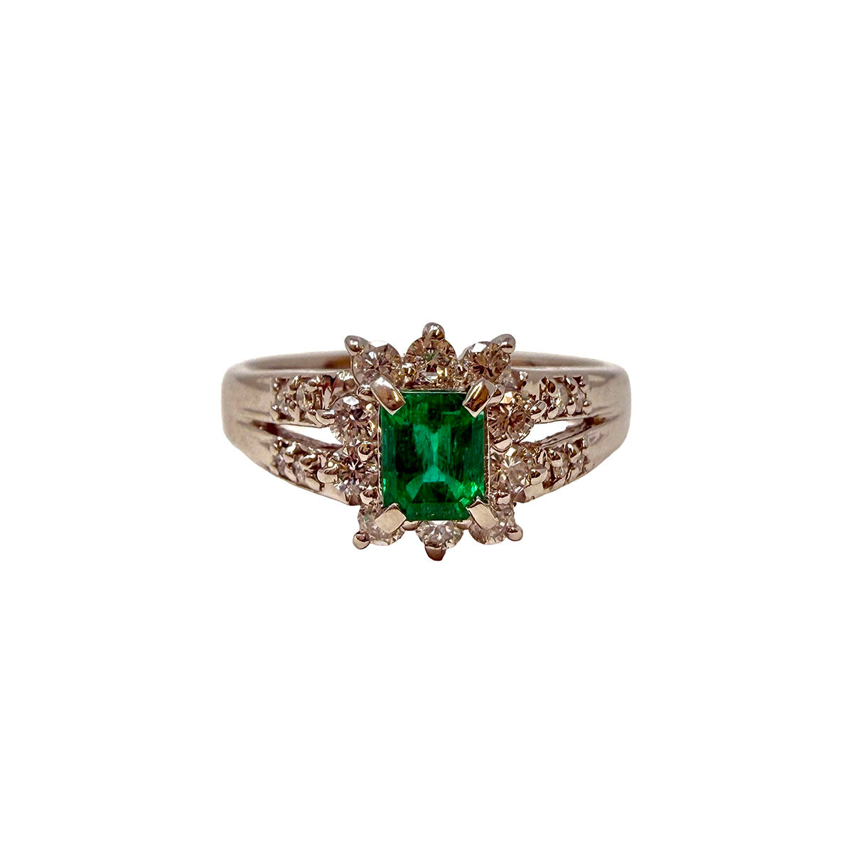 Platinum, Emerald and Diamond Ring
