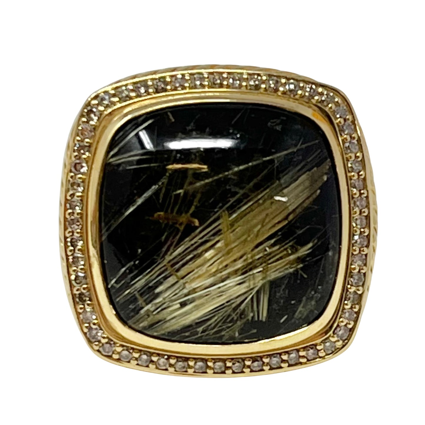 David Yurman 18K Gold Albion Ring with Mexican Opal and Diamond