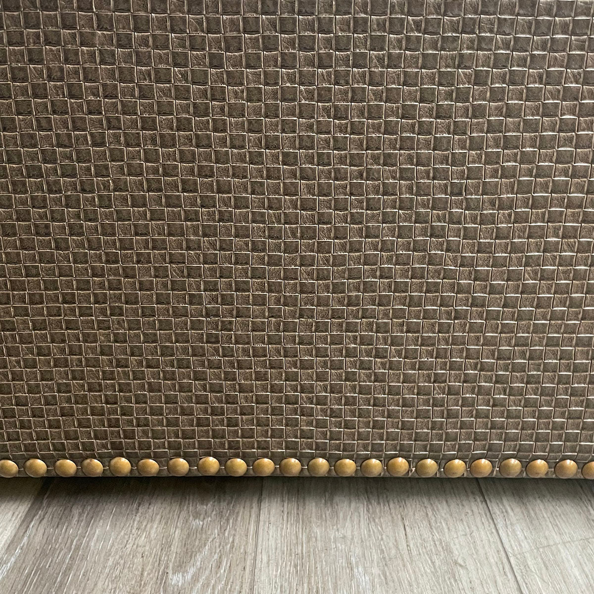 Brown Vinyl Square Ottoman